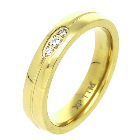 PIERŚCIONEK POZŁACANY 4 MM S. STEEL TTM XUPING 88213