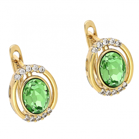 KOLCZYKI POZŁACANE 14/11 MM PERIDOT CRYSTAL XUPING 88260