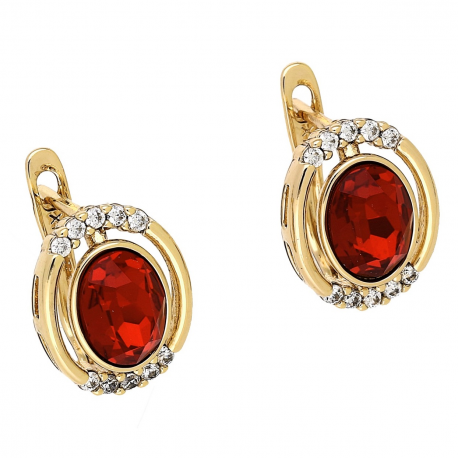 KOLCZYKI POZŁACANE 14/11 MM DARK SIAM CRYSTAL XUPING 88261