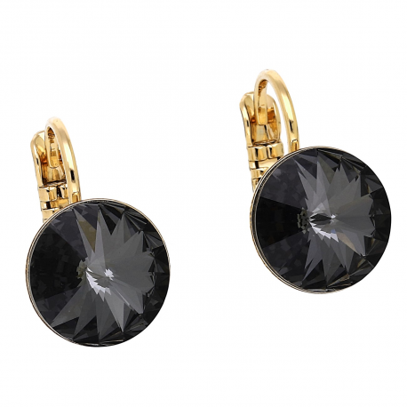 KOLCZYKI POZŁACANE 16/11 MM SILVER NIGHT CRYSTAL XUPING 88271