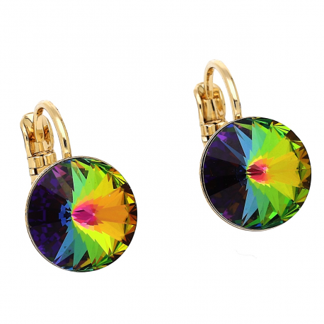 KOLCZYKI POZŁACANE 16/11 MM VITRAIL CRYSTAL XUPING 88272