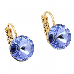 KOLCZYKI POZŁACANE 16/11 MM SAPPHIRE LIGHT CRYSTAL XUPING 88277