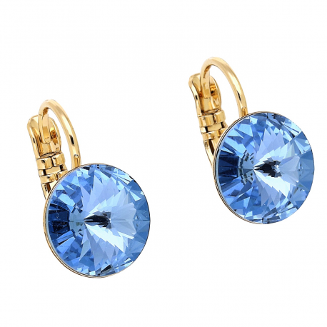 KOLCZYKI POZŁACANE 16/11 MM AQUAMARINE CRYSTAL XUPING 88278