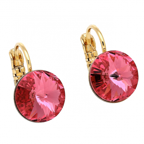 KOLCZYKI POZŁACANE 16/11 MM ROSE CRYSTAL XUPING 88280