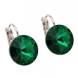 KOLCZYKI PLATYNOWANE 16/12 MM EMERALD CRYSTAL XUPING 88284