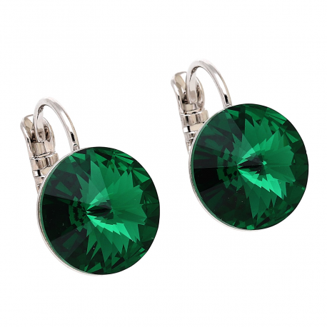 KOLCZYKI PLATYNOWANE 16/12 MM EMERALD CRYSTAL XUPING 88284