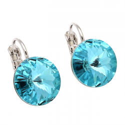 KOLCZYKI PLATYNOWANE 16/12 MM AQUAMARINE CRYSTAL XUPING 88285