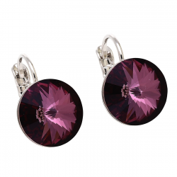 KOLCZYKI PLATYNOWANE 16/12 MM AMETHYST CRYSTAL XUPING 88292