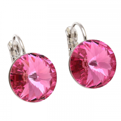 KOLCZYKI PLATYNOWANE 16/12 MM ROSE CRYSTAL XUPING 88294