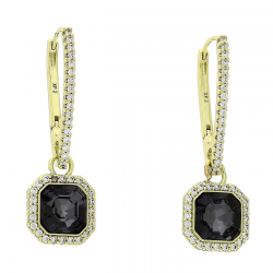 14K KOLCZYKI POZŁACANE 37/12 MM SILVER NIGHT CRYSTAL XUPING 88296