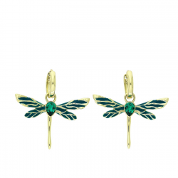 14K KOLCZYKI POZŁACANE 2W1 34/34 MM EMERALD CRYSTAL XUPING 88299