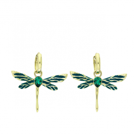 14K KOLCZYKI POZŁACANE 2W1 34/34 MM EMERALD CRYSTAL XUPING 88299