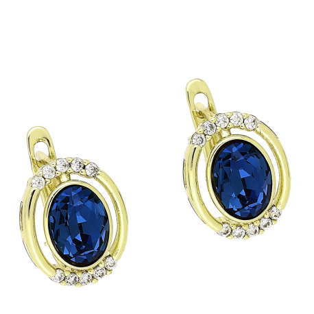 14K KOLCZYKI POZŁACANE 14/11 MM SAPPHIRE CRYSTAL XUPING 88302