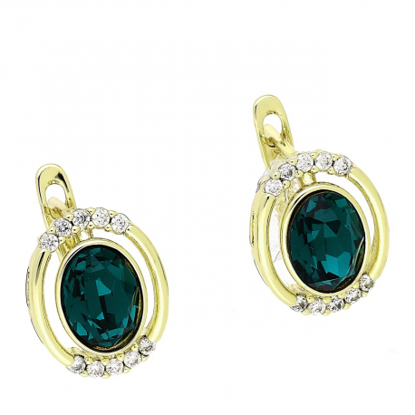 14K KOLCZYKI POZŁACANE 14/11 MM EMERALD CRYSTAL XUPING 88303