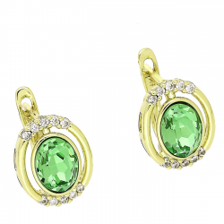 14K KOLCZYKI POZŁACANE 14/11 MM PERIDOT CRYSTAL XUPING 88304