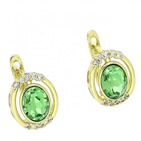 14K KOLCZYKI POZŁACANE 14/11 MM PERIDOT CRYSTAL XUPING 88304