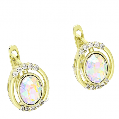 14K KOLCZYKI POZŁACANE 14/11 MM AB CRYSTAL XUPING 88305