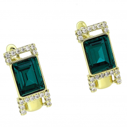 14K KOLCZYKI POZŁACANE 16/8 MM EMERALD CRYSTAL XUPING 88306