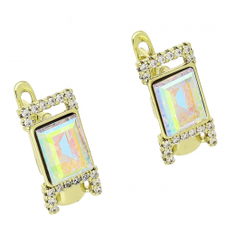 14K KOLCZYKI POZŁACANE 16/8 MM AB CRYSTAL XUPING 88308