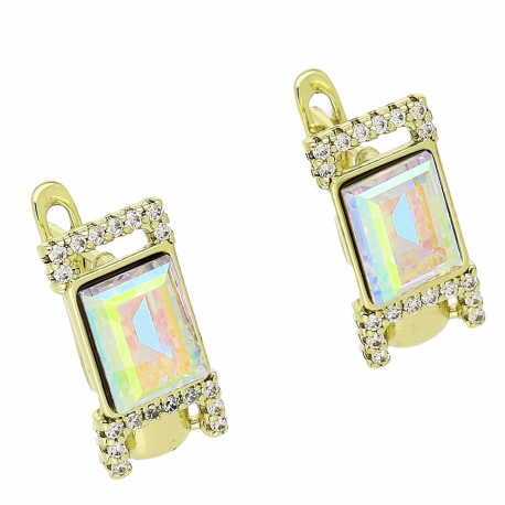 14K KOLCZYKI POZŁACANE 16/8 MM AB CRYSTAL XUPING 88308