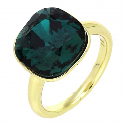 14K PIERŚCIONEK POZŁACANY 13 MM EMERALD CRYSTAL XUPING 88310