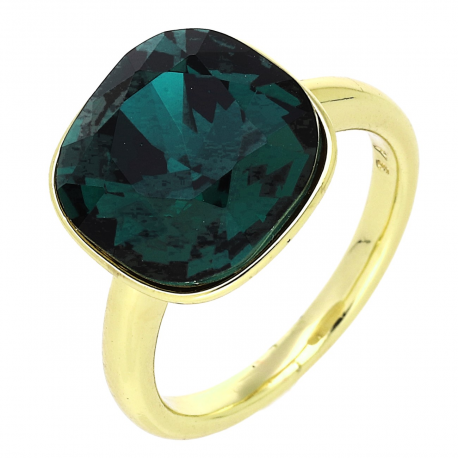 14K PIERŚCIONEK POZŁACANY 13 MM EMERALD CRYSTAL XUPING 88310