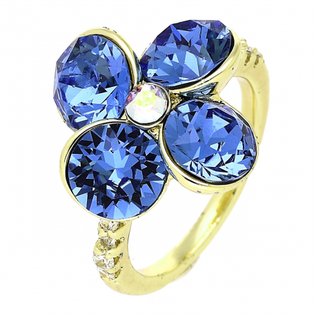 14K PIERŚCIONEK POZŁACANY 17 MM SAPPHIRE LIGHT CRYSTAL XUPING 88312