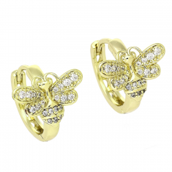 14K KOLCZYKI POZŁACANE 15,5/15 MM BRYLANTOWE PSZCZÓŁKI XUPING 88347