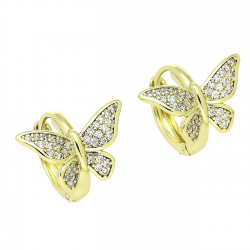 14K KOLCZYKI POZŁACANE 13/16 MM BRYLANTOWE MOTYLE XUPING 88348