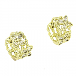 14K KOLCZYKI POZŁACANE 12/9 MM LILIOWY AŻUR XUPING 88349