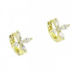 14K KOLCZYKI POZŁACANE 11/10 MM BRYLANTOWE LILIE XUPING 88350