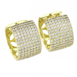 14K KOLCZYKI POZŁACANE 18/12 MM BRYLANTOWE KÓŁKA XUPING 88353