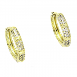 14K KOLCZYKI POZŁACANE 15/3 MM BRYLANTOWE KÓŁKA XUPING 88355