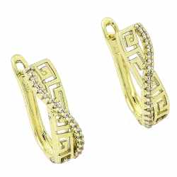 14K KOLCZYKI POZŁACANE 19/6 MM GRECKA FALA Z BRYLANCIKAMI XUPING 88363