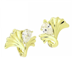 14K KOLCZYKI POZŁACANE 15/19 MM MIŁORZĄB Z BRYLANTEM XUPING 88365