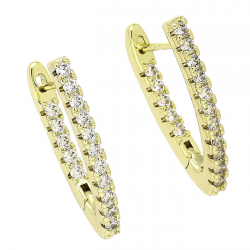 14K KOLCZYKI POZŁACANE 25/3 MM TRADYCYJNE Z BRYLANTAMI XUPING 88366