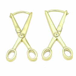 14K KOLCZYKI POZŁACANE 25/3 MM ZŁOTE NOŻYCZKI XUPING 88367