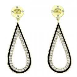 14K KOLCZYKI POZŁACANE 45/15 MM BRYLANTOWE ŁEZKI XUPING 88370