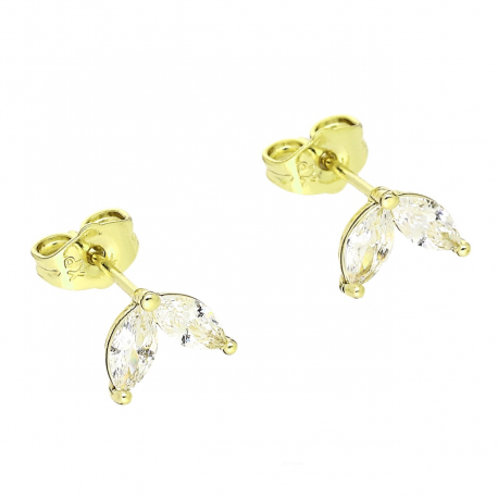 14K KOLCZYKI POZŁACANE 9/6 MM BRYLANTOWY OGONEK XUPING 88374