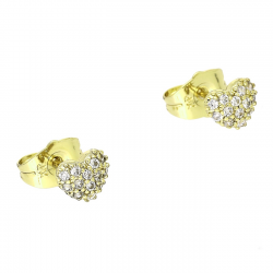 14K KOLCZYKI POZŁACANE 6/7 MM BRYLANTOWE SERDUSZKA XUPING 88375