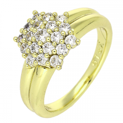 14K PIERŚCIONEK POZŁACANY 10 MM BRYLANTOWY SZEŚCIOKĄT XUPING 88376