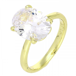 14K PIERŚCIONEK POZŁACANY 12 MM OGROMNY BRYLANT XUPING 88377