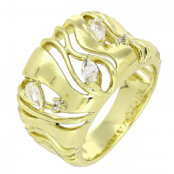 14K PIERŚCIONEK POZŁACANY 14 MM CUDEŃKO Z BRYLANTAMI XUPING 88378