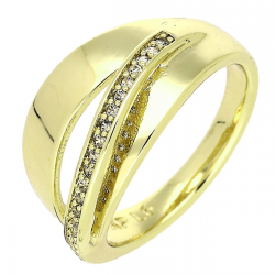 14K PIERŚCIONEK POZŁACANY 11 MM ELEGANCKI Z BRYLANCIKAMI XUPING 88380