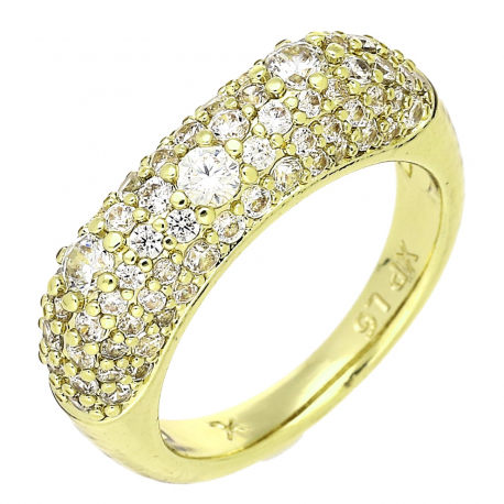 14K PIERŚCIONEK POZŁACANY 6 MM BRYLANTOWA ELEGANCJA XUPING 88381