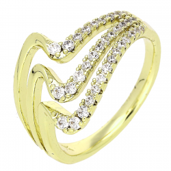 14K PIERŚCIONEK POZŁACANY 13 MM BRYLANTOWA ELEGANCJA XUPING 88382