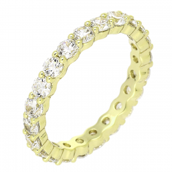 14K PIERŚCIONEK POZŁACANY 3 MM BRYLANTY DO OKOŁA XUPING 88383