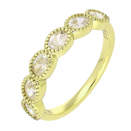14K PIERŚCIONEK POZŁACANY 4 MM BRYLANTÓW SZEŚĆ XUPING 88384