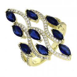 14K PIERŚCIONEK POZŁACANY 33 MM SZAFIROWA ELEGANCJA XUPING 88385