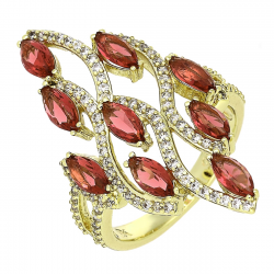 14K PIERŚCIONEK POZŁACANY 33 MM RUBINOWA ELEGANCJA XUPING 88387